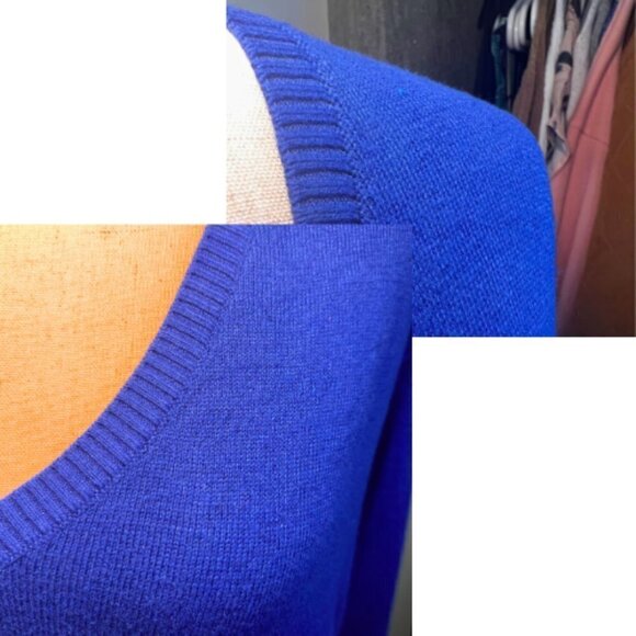 CENTRAL PARK WEST Cobalt Mixed Material Silk Back Cotton Front Sweater Size S - Picture 14 of 16